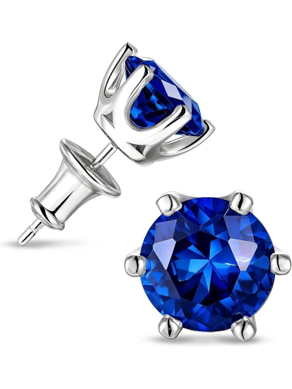 Elegant Moissanite, Sapphire, Ruby & Emerald Stud Earrings in Sterling Silver